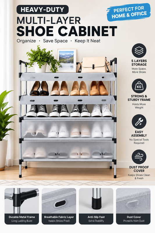 Heavy-Duty Multi-Layer Shoe Cabinet Organizer